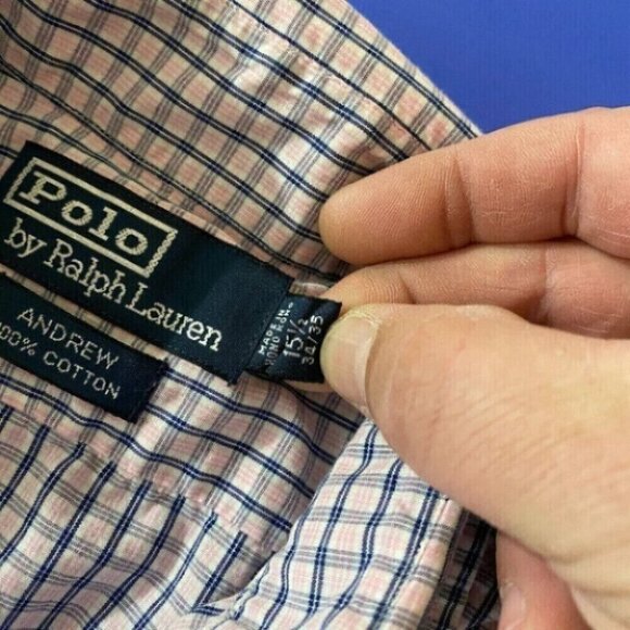 Polo Ralph Lauren Shirt Mens 15.5 34/35 Plaid Cotton Andrew Button-Up Collar - Picture 10 of 10